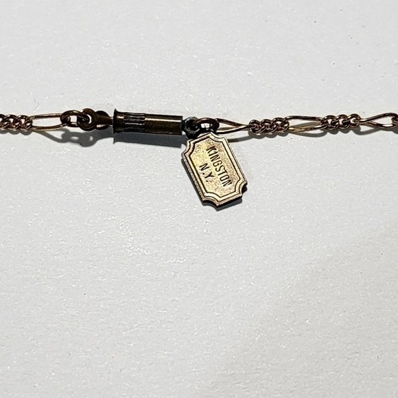 Vintage Pididdly Links Goldtone Czech frosted glass heart charm necklace 24" - Picture 9 of 11